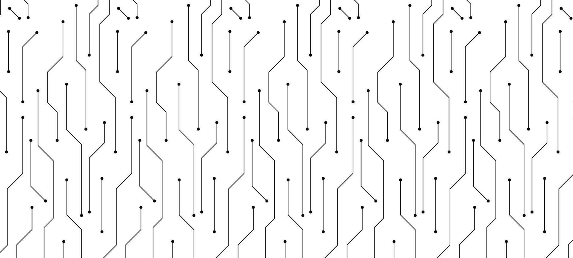 Circuit board texture background. Computer motherboard with a chip, processor, and semiconductor. Technology connected lines with electronics elements vector