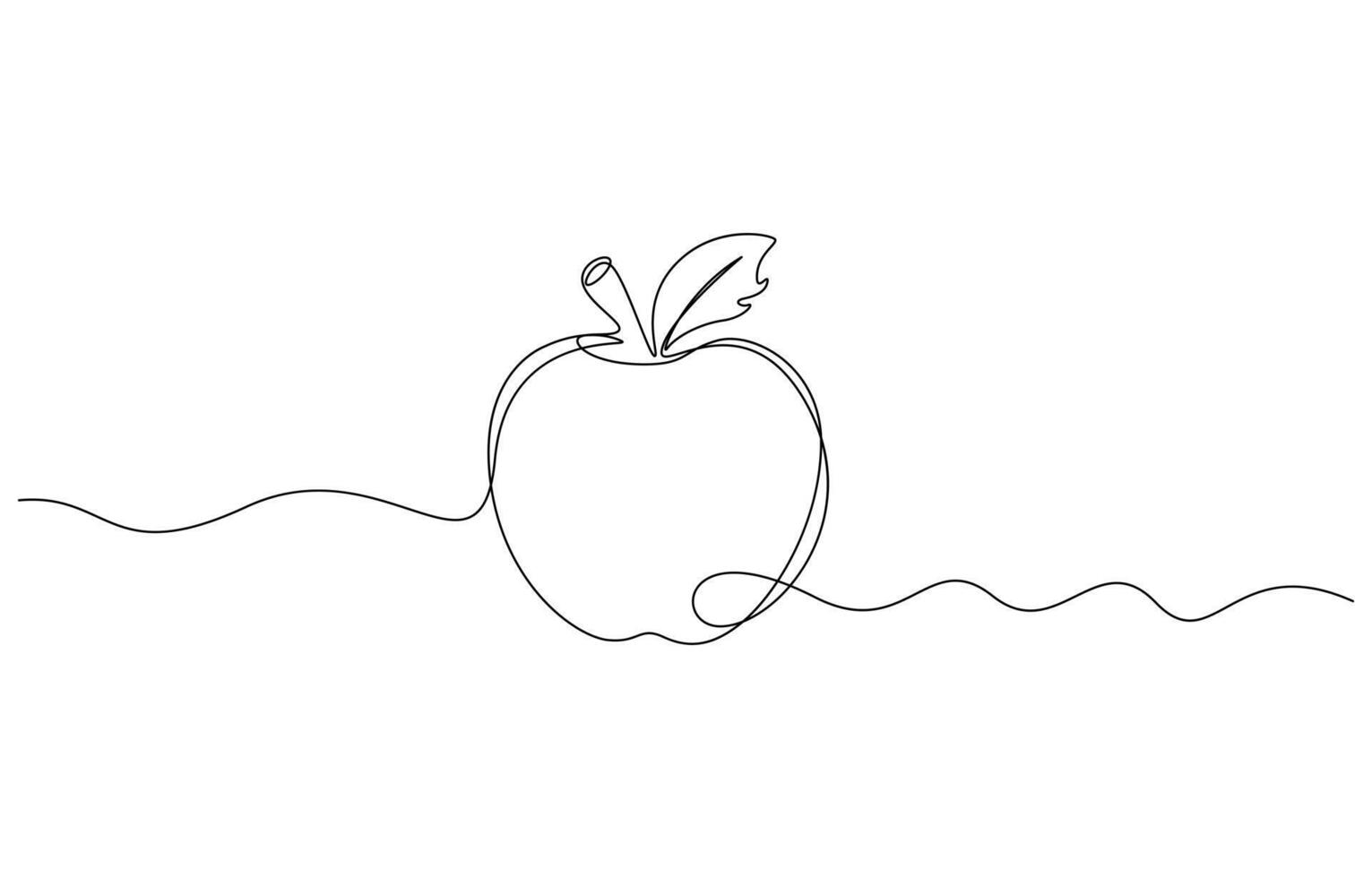Continuous one single minimal line drawing apple vector