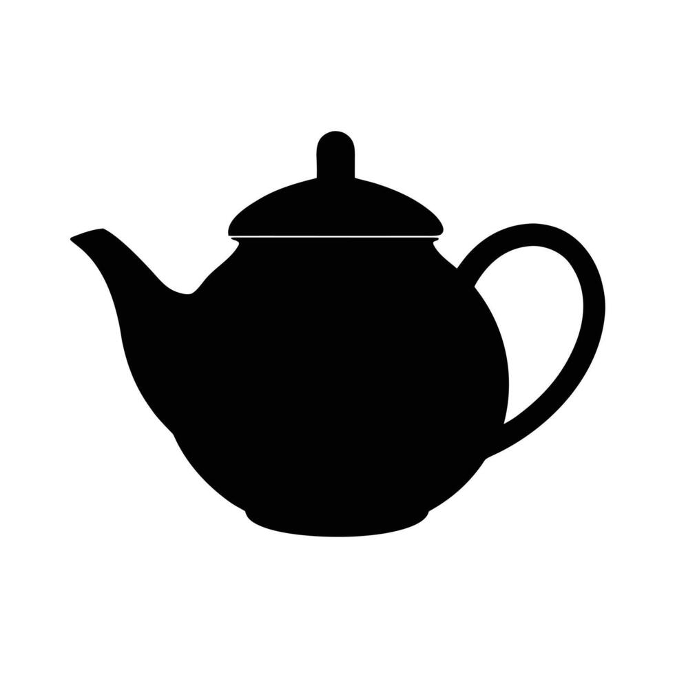 Teapot Silhouette with Simple Outline Minimal Style Isolated on White Background vector