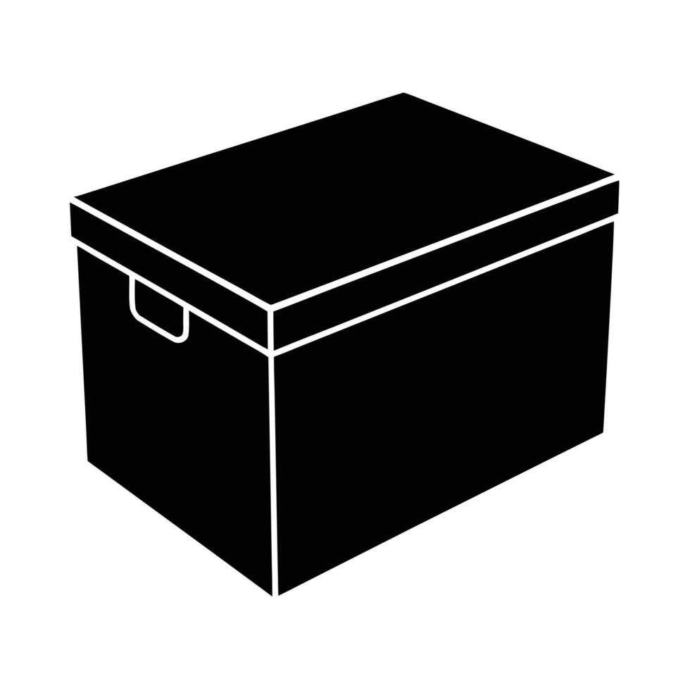 Practical Storage Box Silhouette with Bold Outline Design Isolated on White Background vector