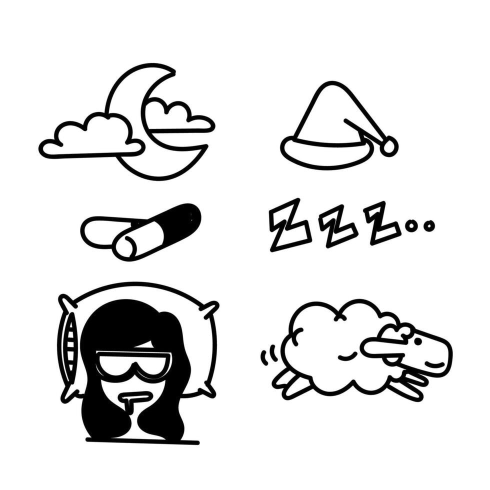 a set of icons that include a sheep, sleep sign vector