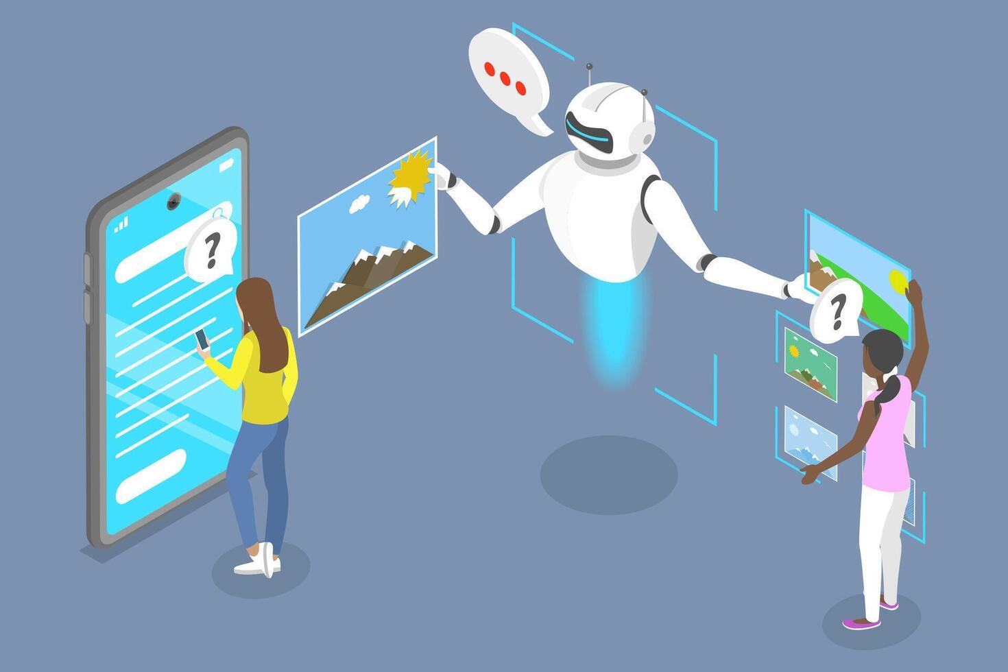 AI robot helping users in technology vector