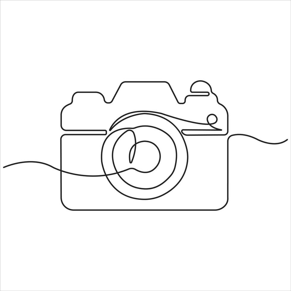 Minimal One Line Drawing of Camera Icon, Representing Photography, Creativity, Visual Art, Media, Memories, Snapshot, Lens, and Technology. vector