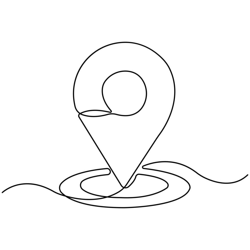 Minimal One Line Drawing of Location Pin Icon, Simple GPS Marker Symbol for Map, Navigation, Travel, and Direction Design vector