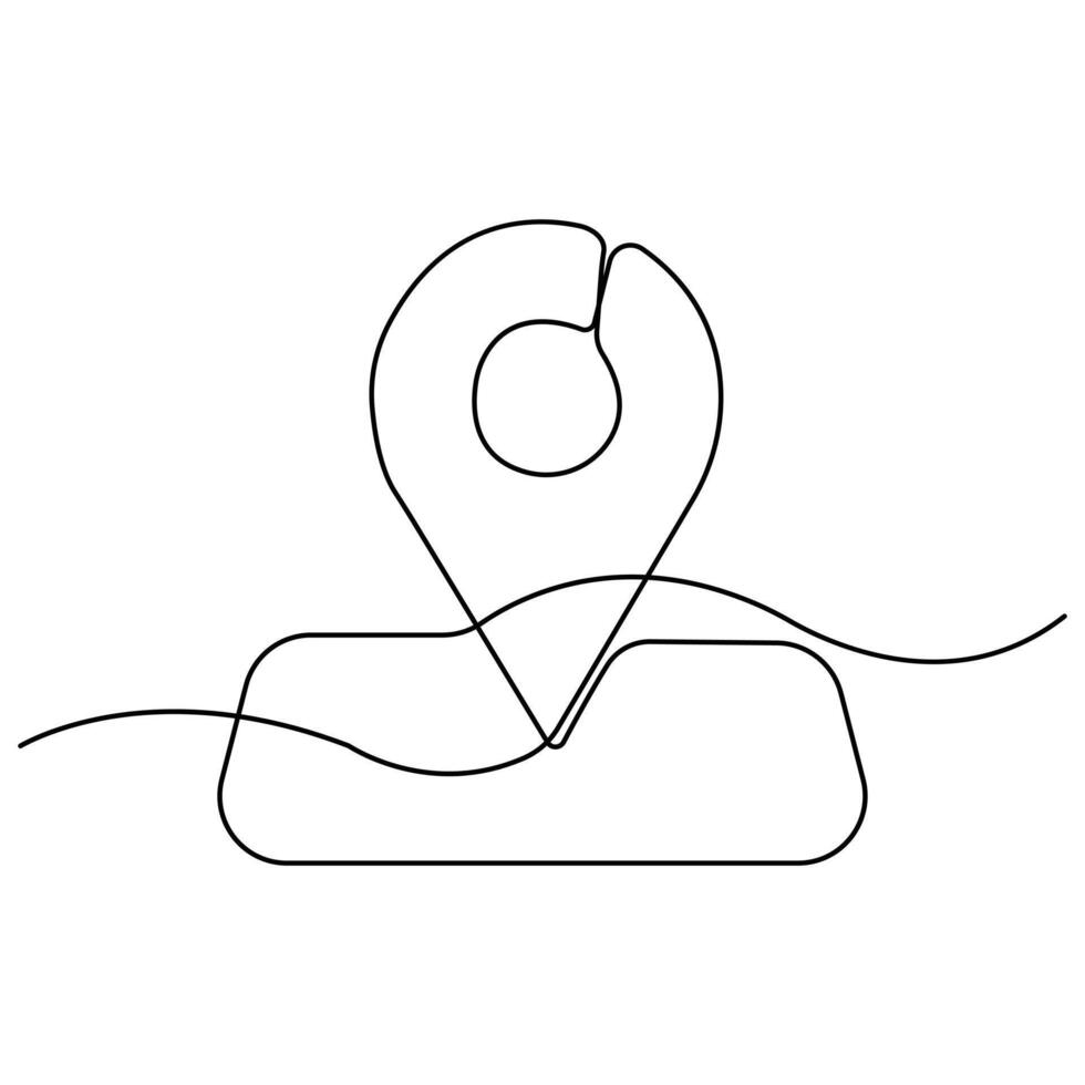 Minimal One Line Drawing of Map Pin Location Icon, Simple Navigation Symbol for GPS, Travel, Destination, and Direction Design. vector