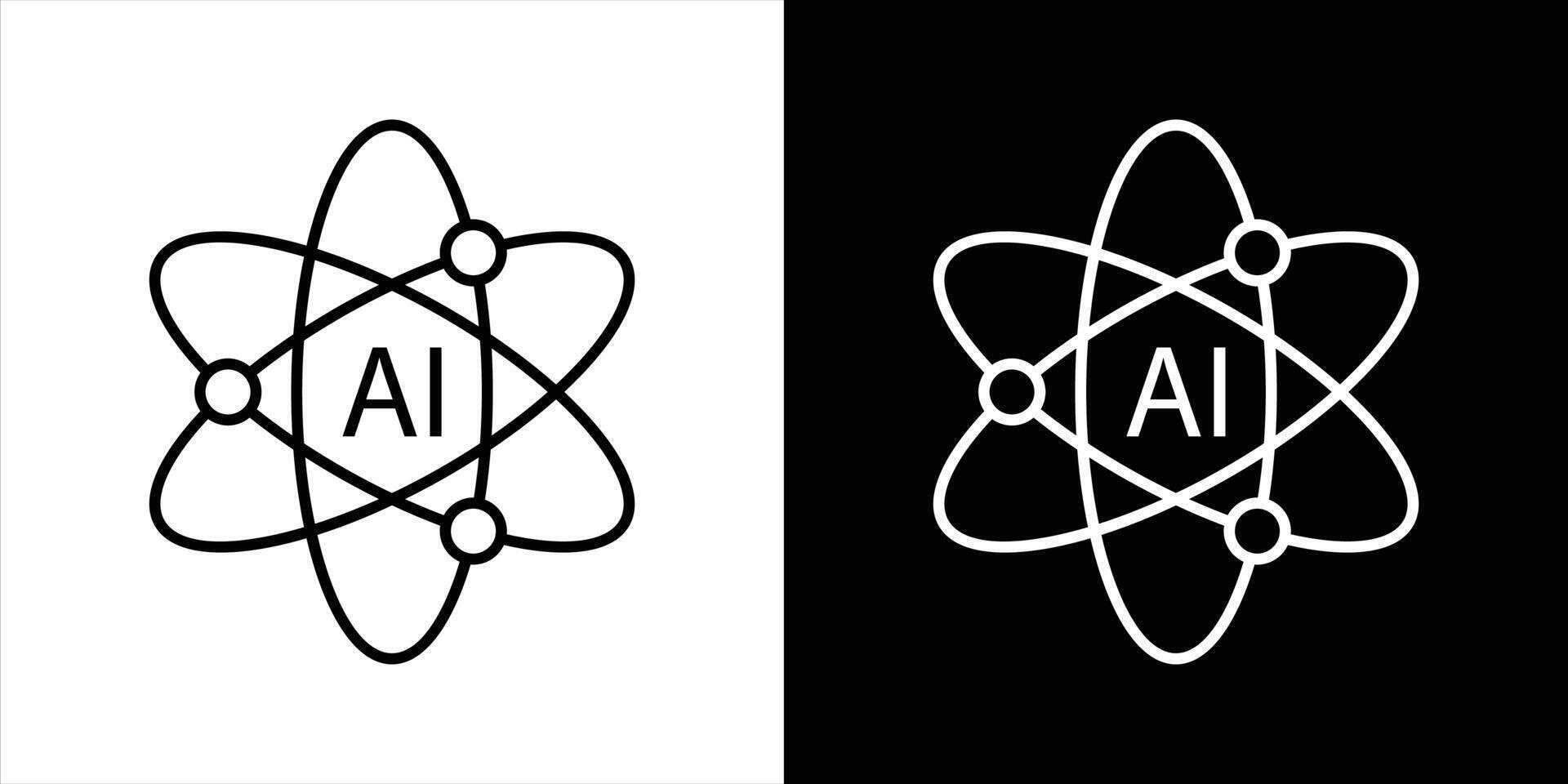 atomic intelligence icon set. containing fusing scientific discovery with the power of artificial intelligence thin line and color style icon symbol sign vector