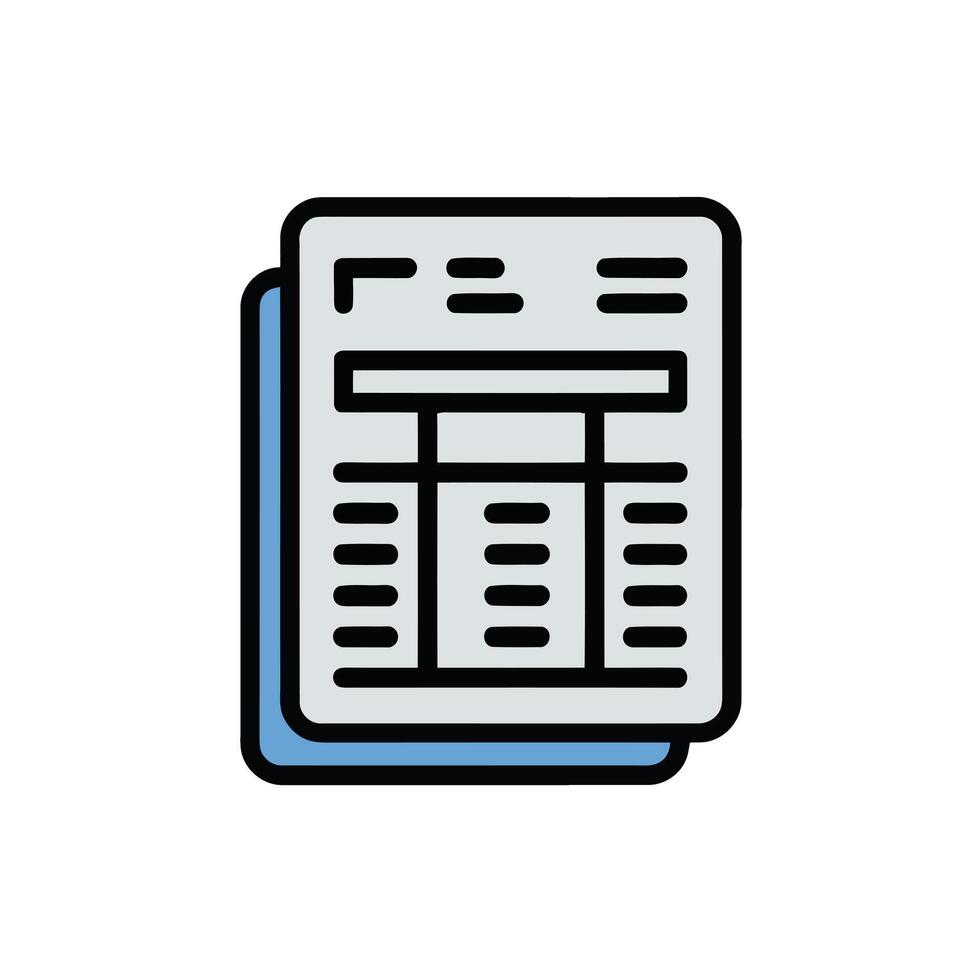 Stacked Documents Illustration with Lines and Sections Symbolizing Data Reporting and Spreadsheet Applications vector