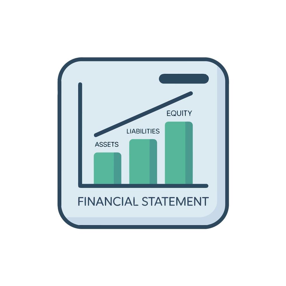 Financial Statement Showing Increase in Assets, Liabilities, and Equity Over Time Graph vector