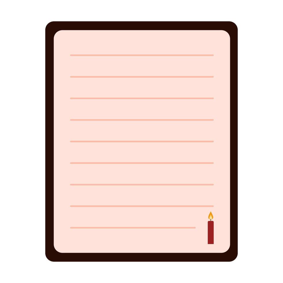 An elegant notepad with a simple illustration of a candle, perfect for writing notes, thoughts or a to-do list vector