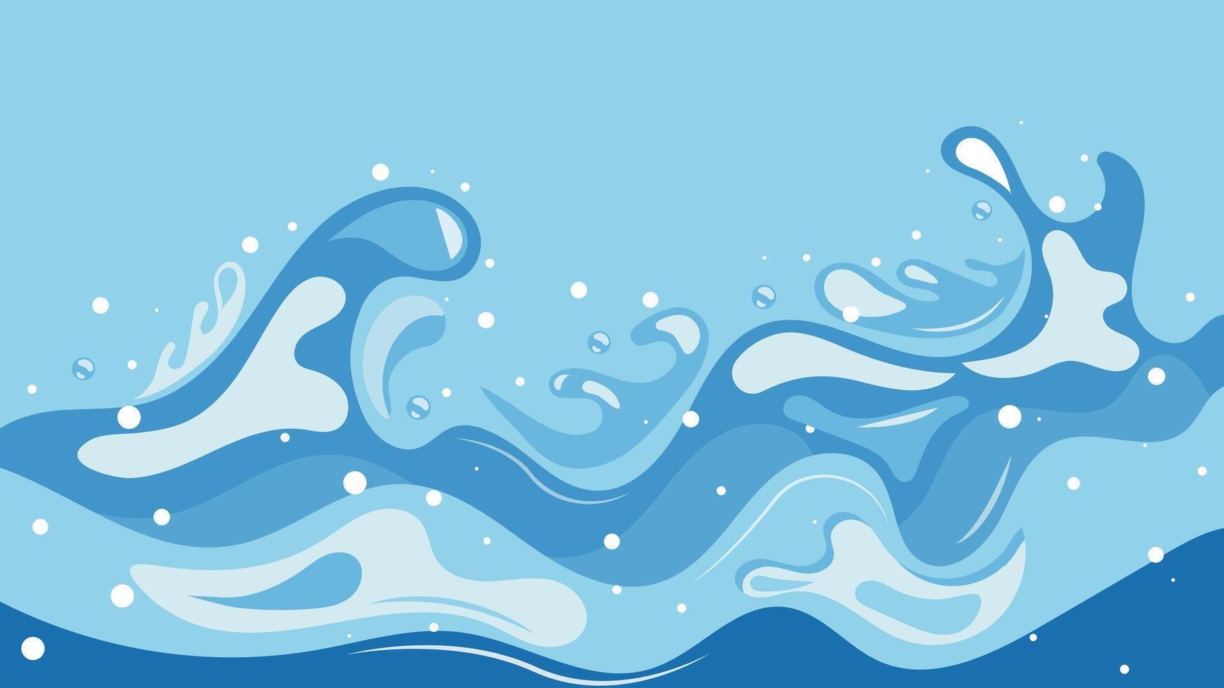 Abstract blue water waves background featuring dynamic splashes and fluid shapes ideal for summer themes, ocean designs, nature concepts, and refreshing creative projects vector