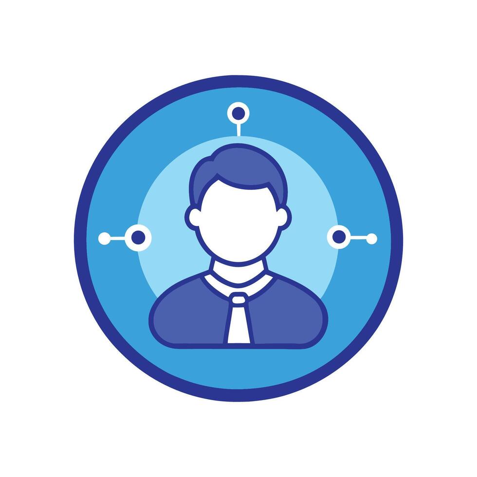 Professional business profile avatar icon with network connection design. vector