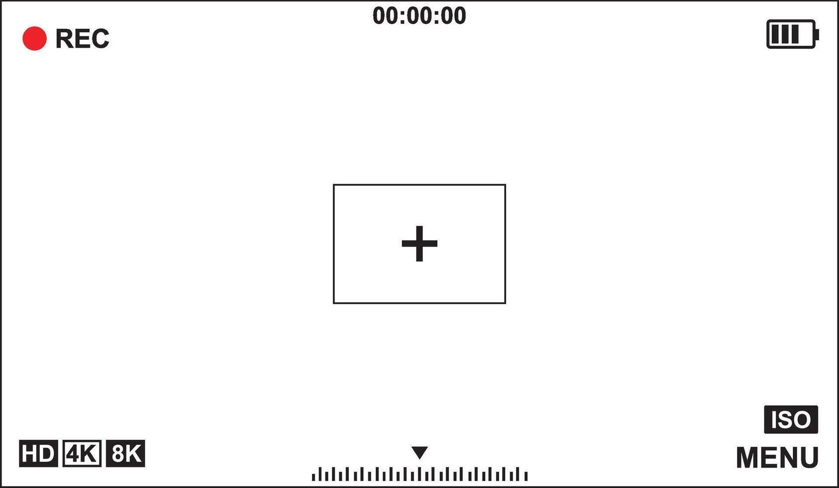Camera Viewfinder Interface with Recording Indicators and Settings Display vector