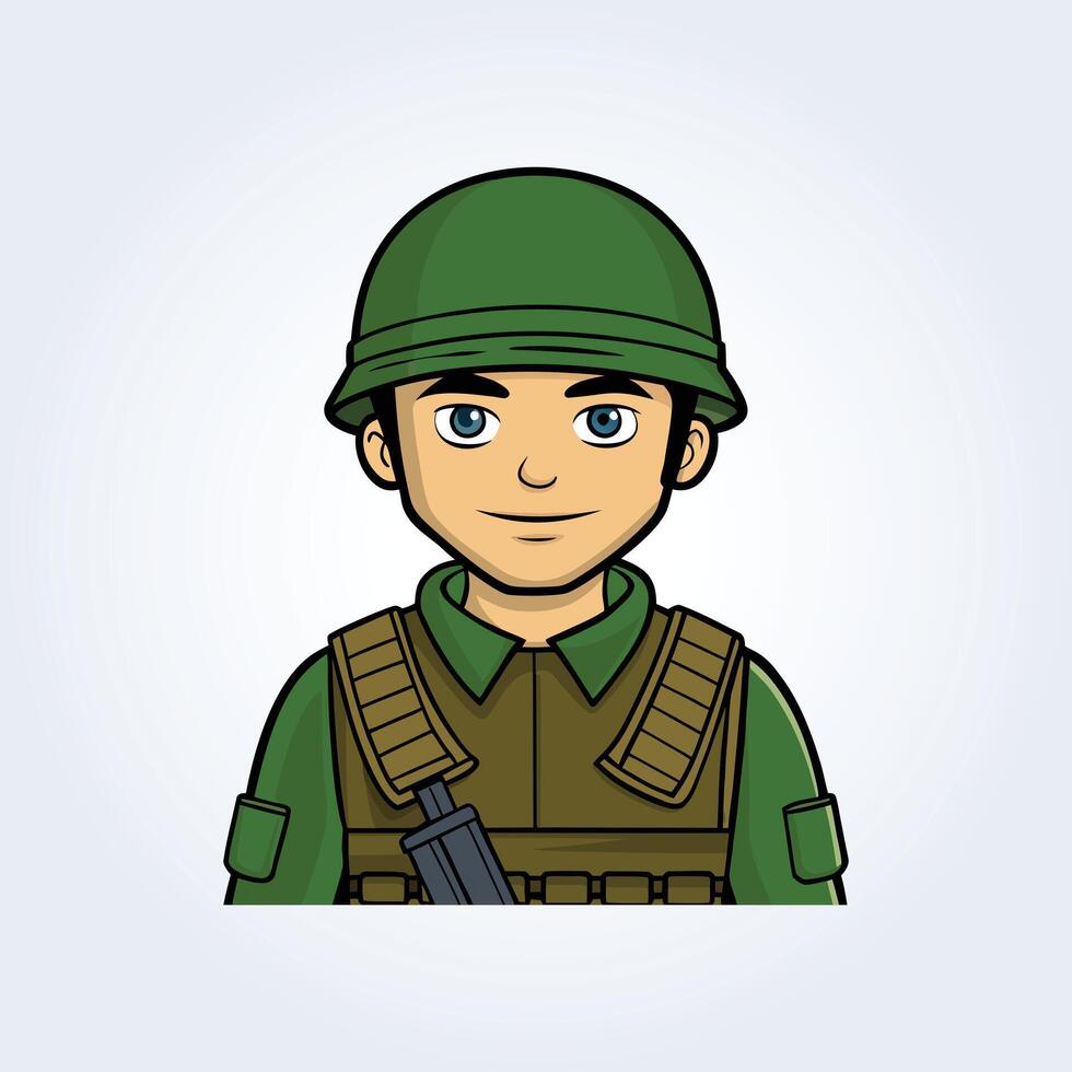 An illustration character of an army man in a green helmet and jacket vector