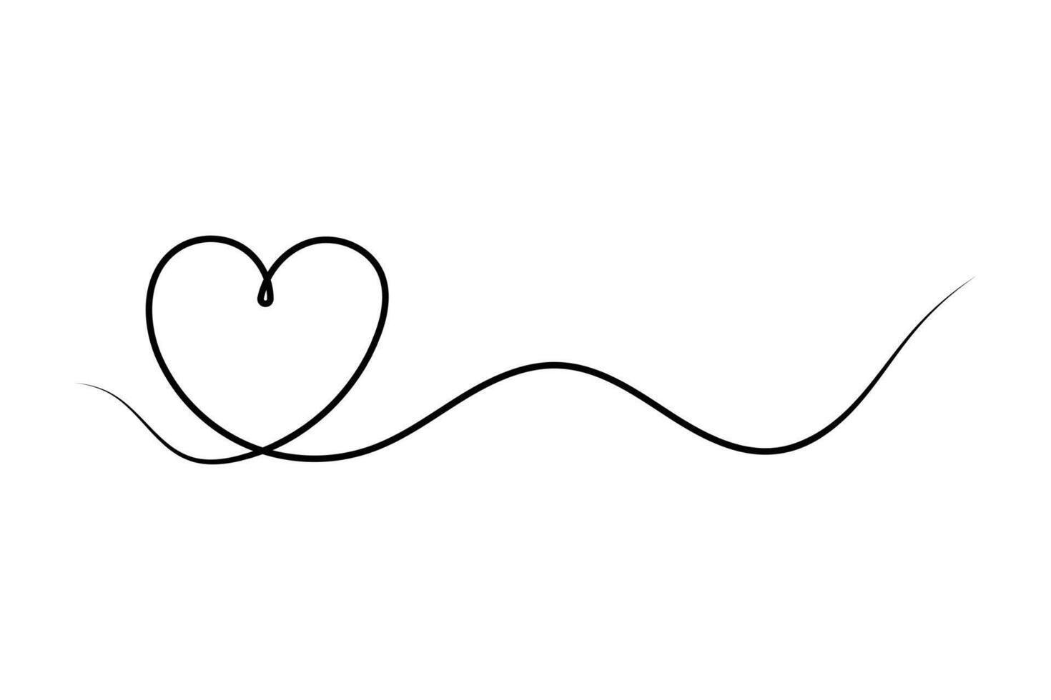 Minimalist heart shape one line continuous drawing with elegant outline isolated for romance concept vector