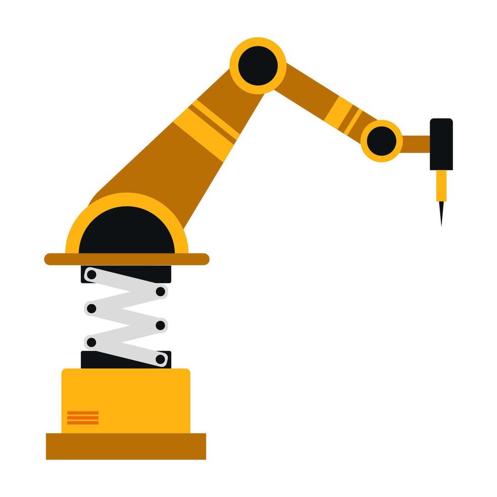 Sleek industrial robotic arms operate precisely in a high-tech manufacturing environment. Advanced automation streamlines production with futuristic machinery. vector