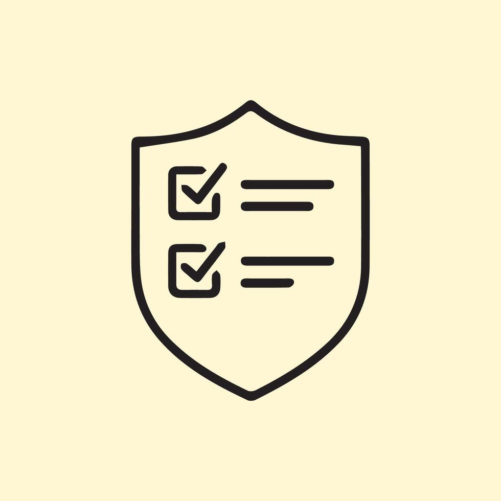 Secure Policy Compliance Icon Illustrating Data Protection and Verified Checklist vector