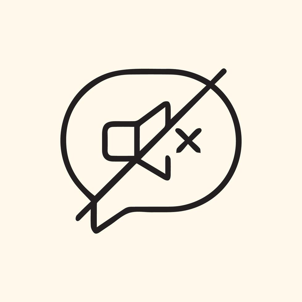 Speaker Muted in Speech Bubble with Cross Mark Silence Indicator vector