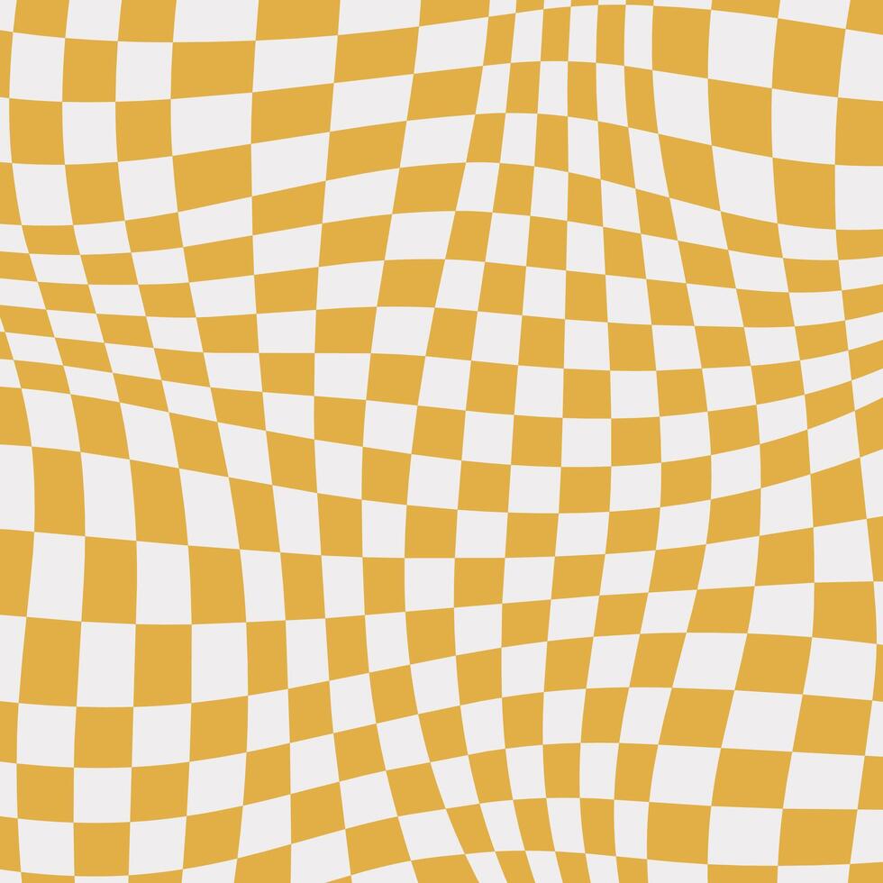 Retro curved yellow checkered pattern background vector