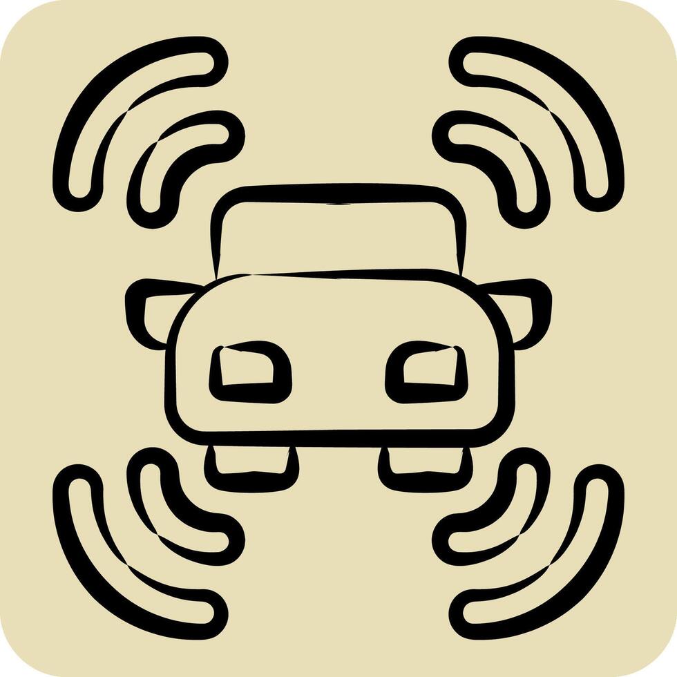 Icon Smart Car Sensor. related to Sensors symbol. hand drawn style. design editable vector