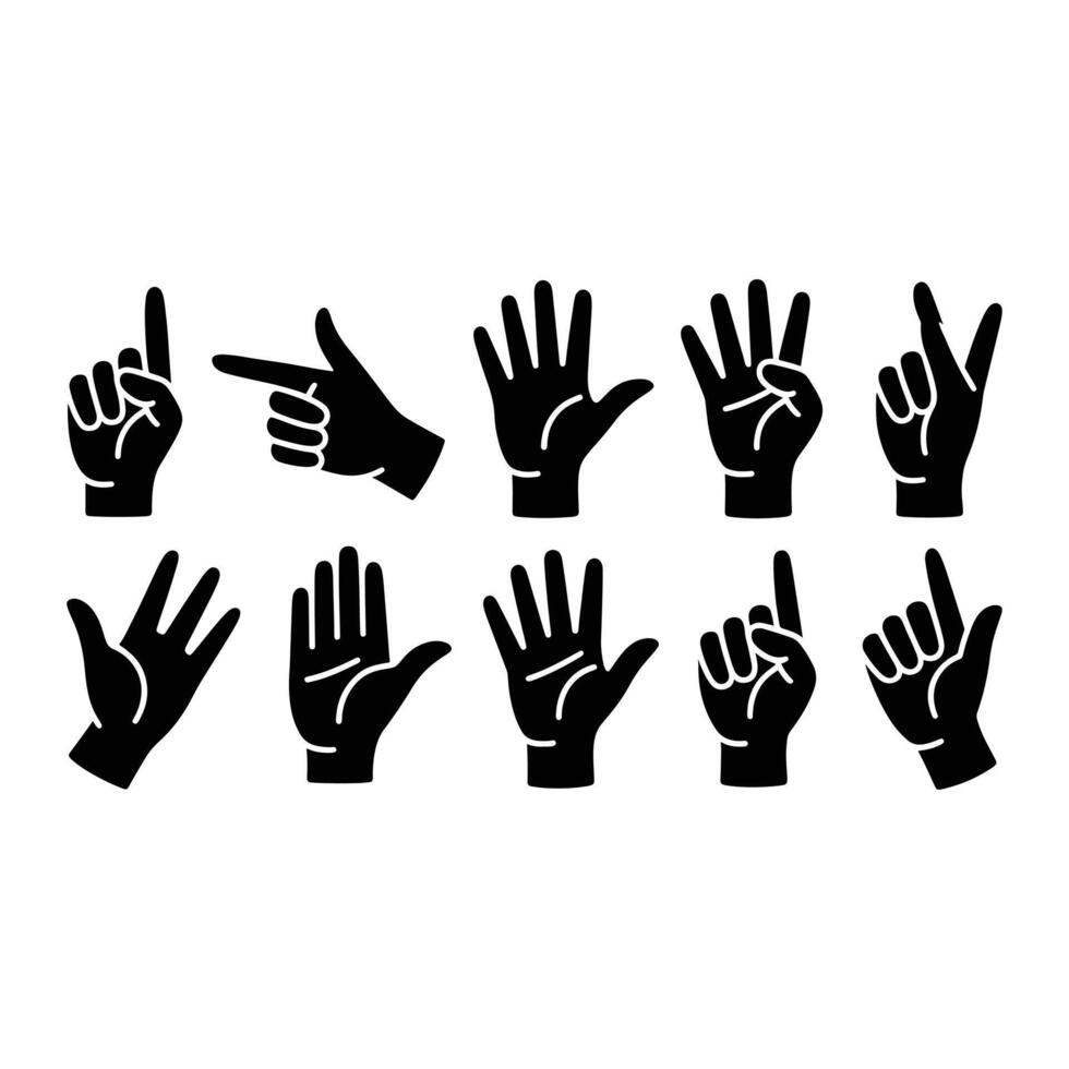 Black hand gestures counting and pointing vector