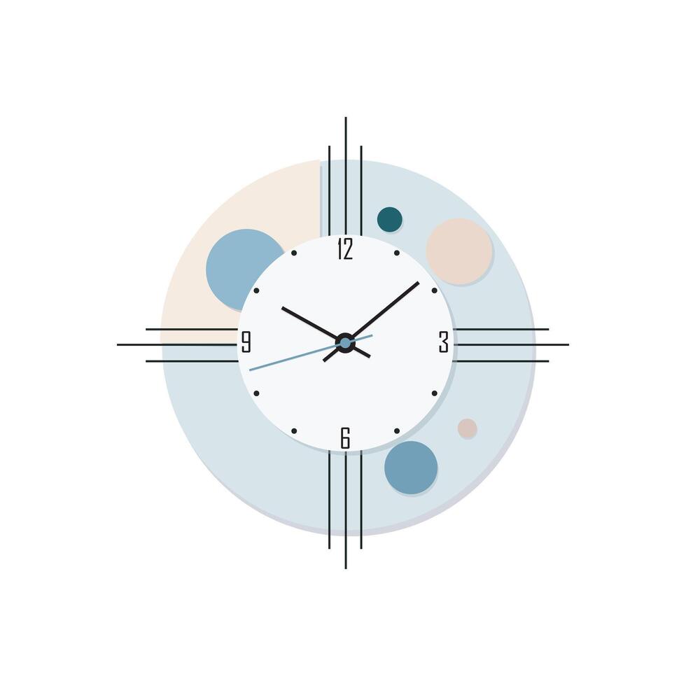 Elegant analog wall clock with a smooth round frame and clear clock face showing hours minutes and seconds designed as a modern and classical timepiece for home office or schedule concept illustration vector