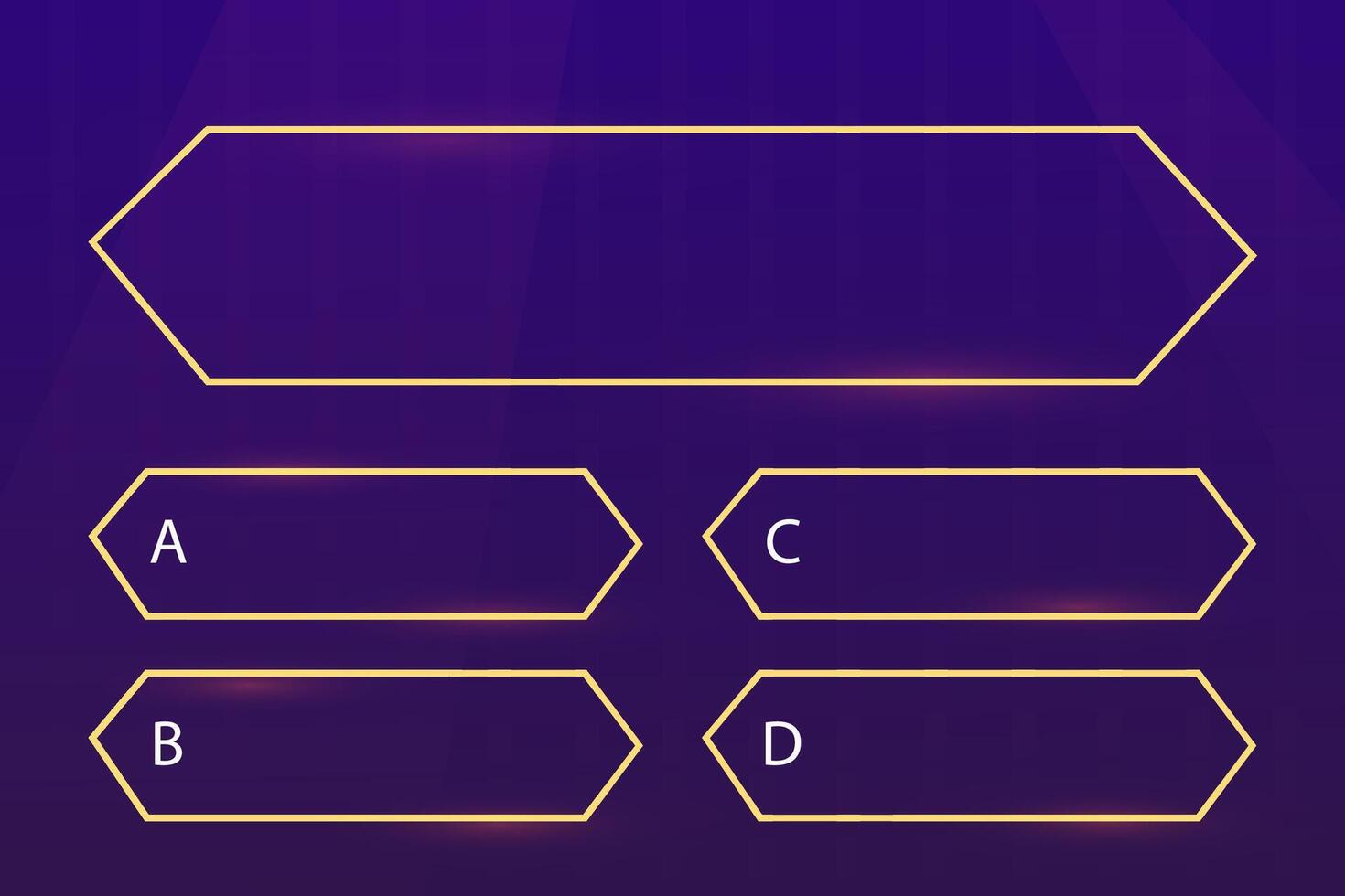 examen pregunta interfaz juego oro menú, espectáculo responder trivialidades modelo antecedentes. múltiple elección marco, botón. bar ui desafío. vector