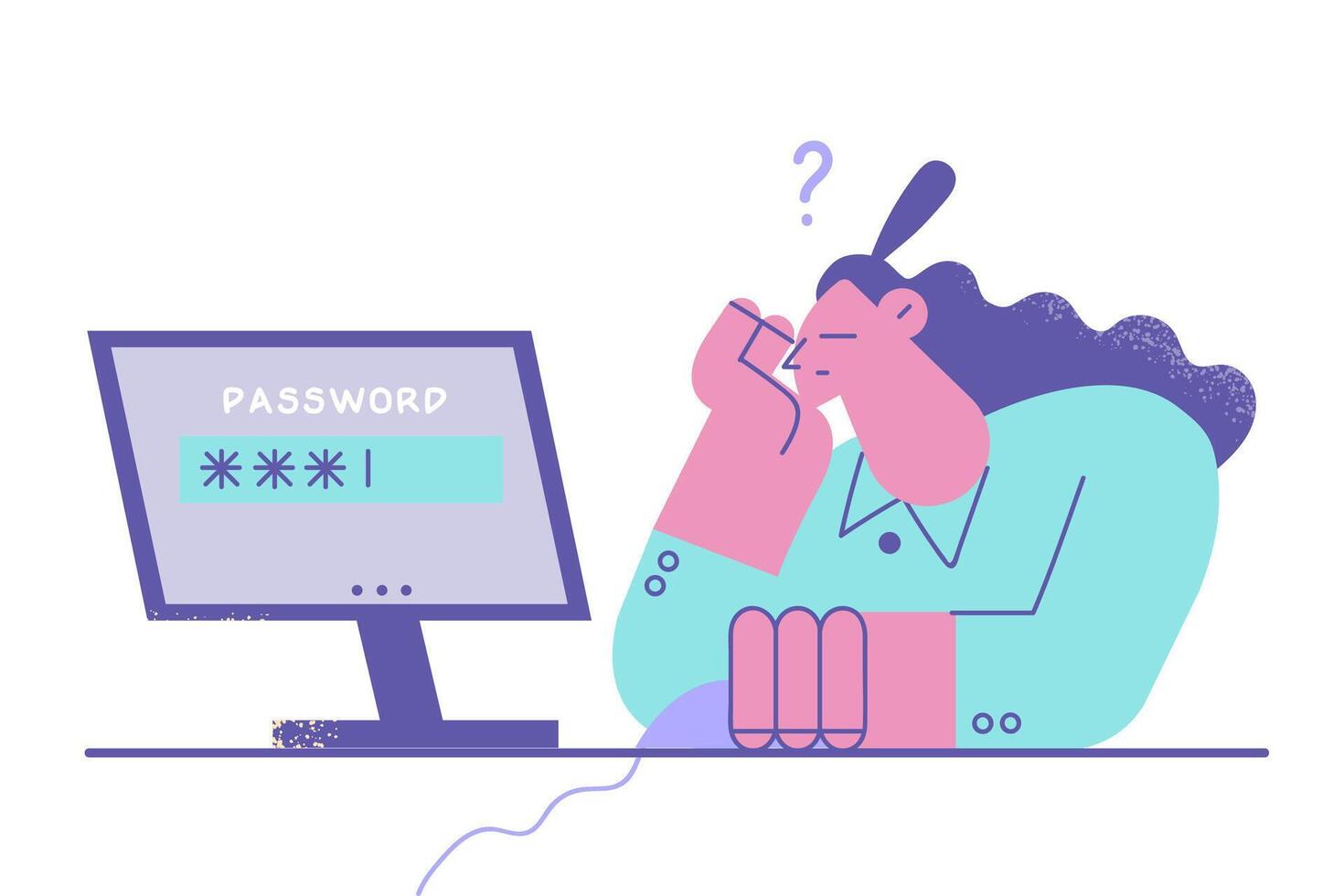 Bad memory and working on computer concept vector