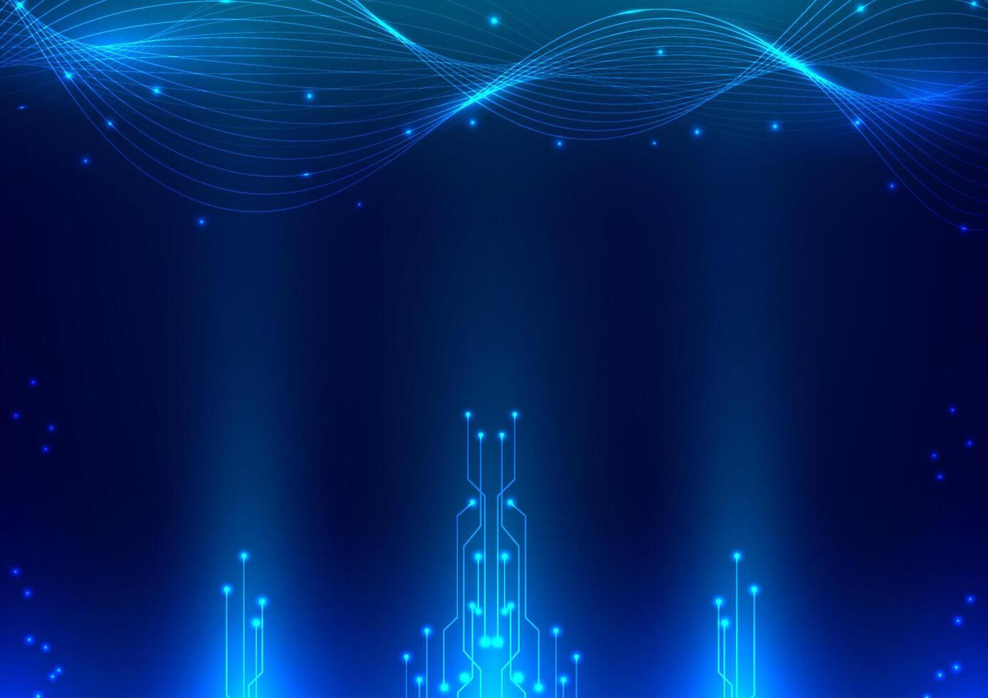 Digital technology circuit background. Design for futuristic network data abstract connections circuit board fiber optic line and wave. vector