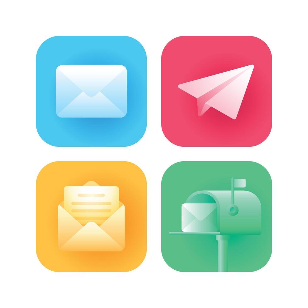 Message and Email Gradient Icon Set vector