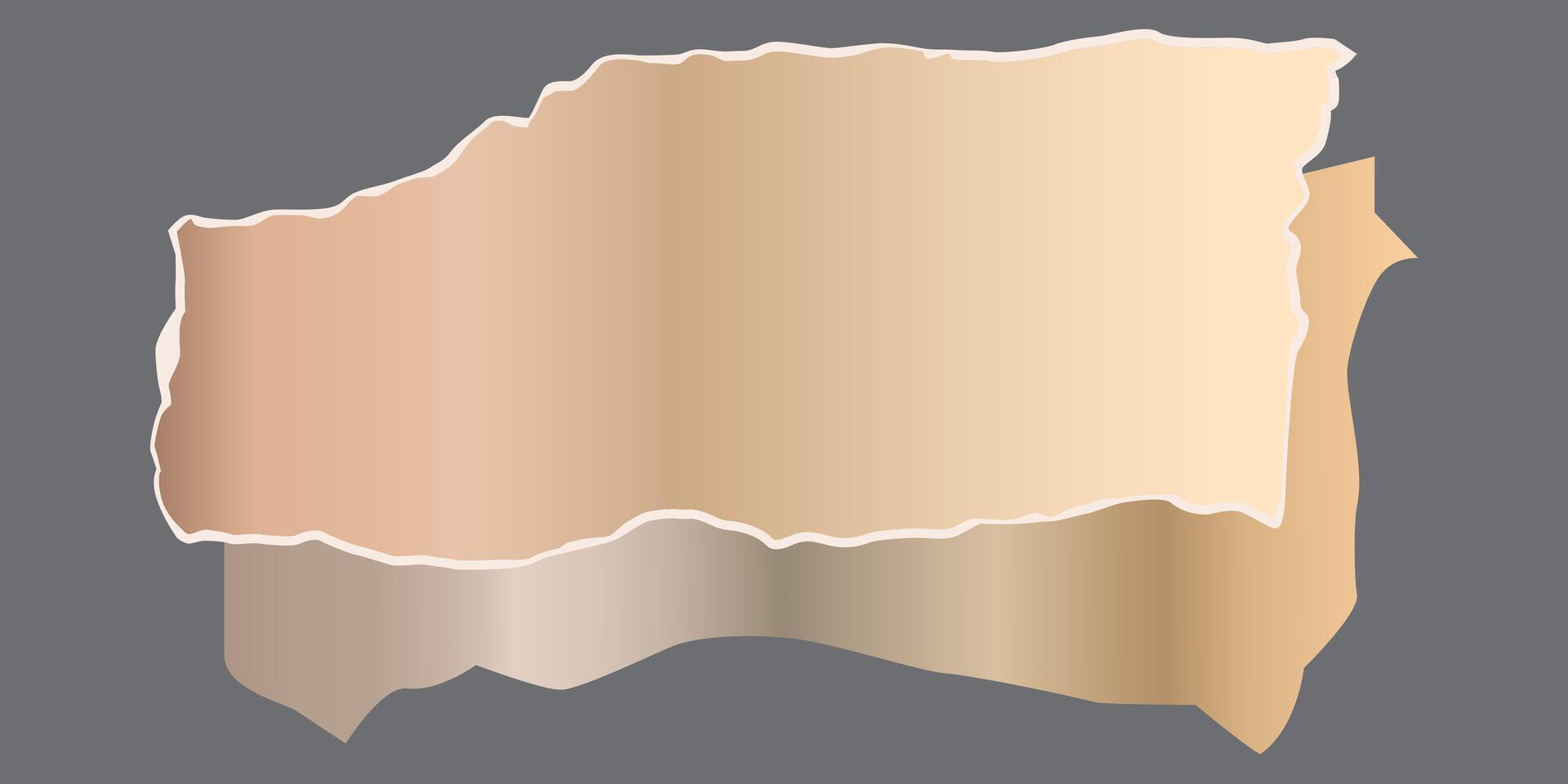 Torn paper with soft shadows over a gray background, Illustration. vector