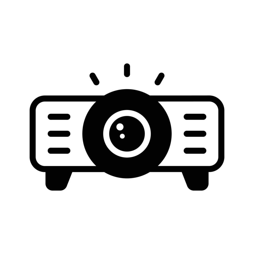 A solid style icon depicting digital event projector. vector