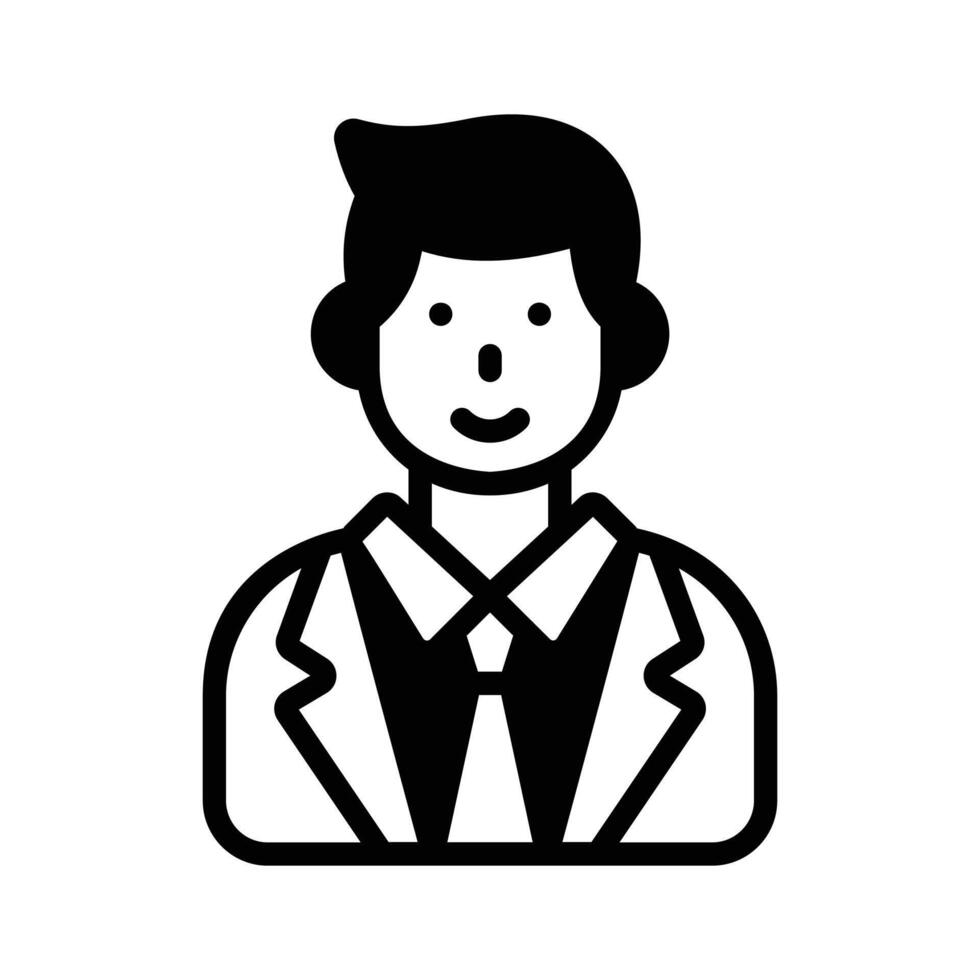 A solid style icon showing professional event manager. vector