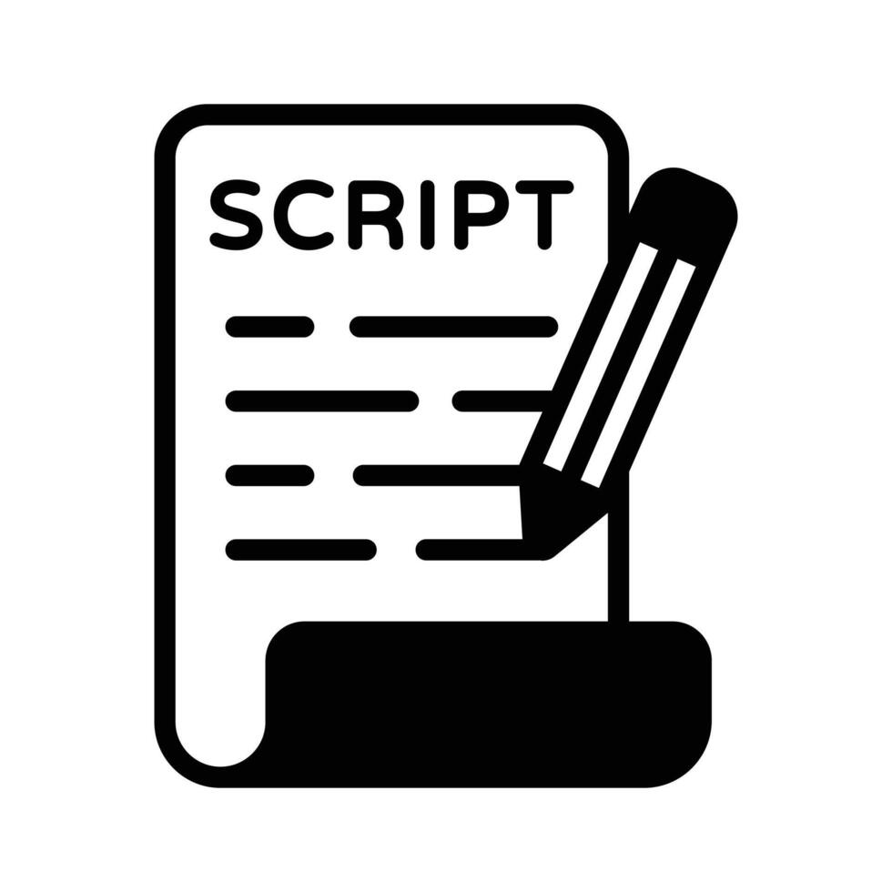 Check out this glyph icon of event script writing. vector