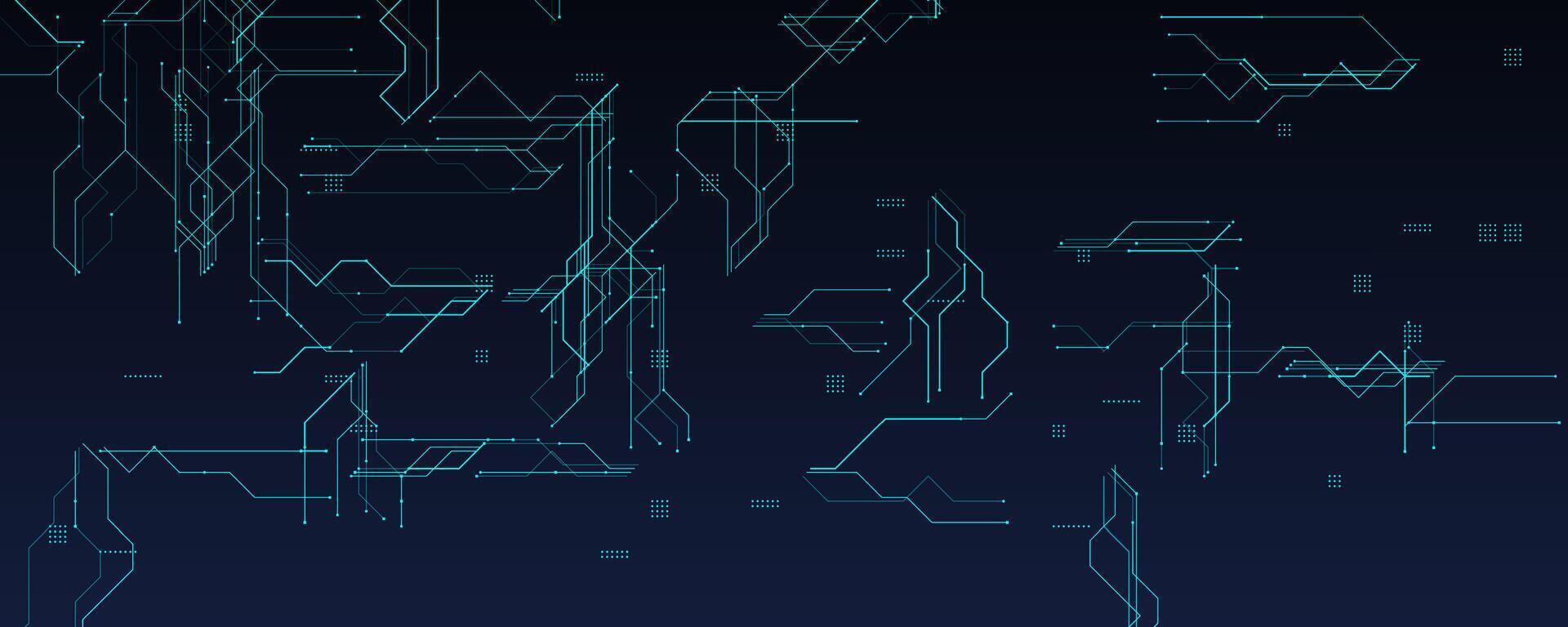 Futuristic Circuit Grid With Blue Lines On Gradient. Modern tech background perfect for digital innovation, data systems, and AI visuals. Clean glowing structure on dark. illustration. vector