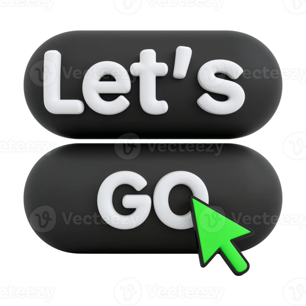 Motivational invitation with text and cursor click on the button with isolated transparent png