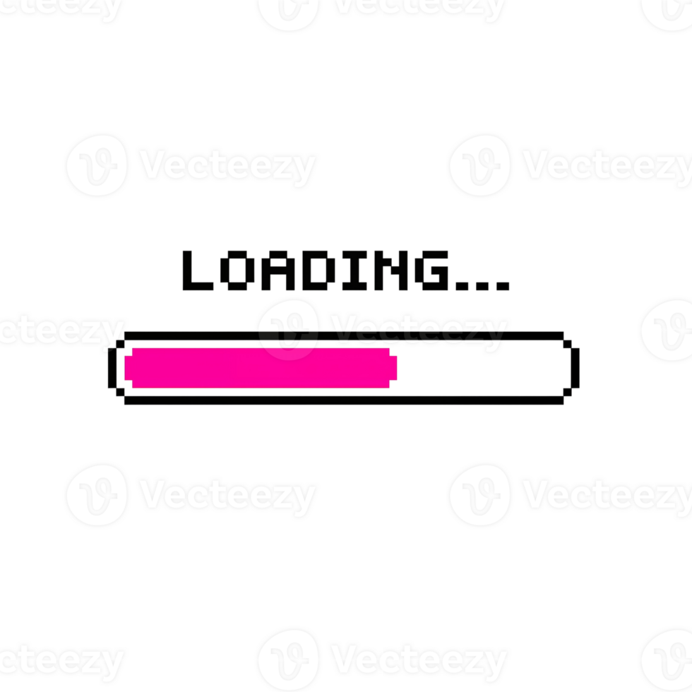 futuristico pixelated Caricamento in corso bar sequenza animazione simboleggiante digitale progresso su trasparente png