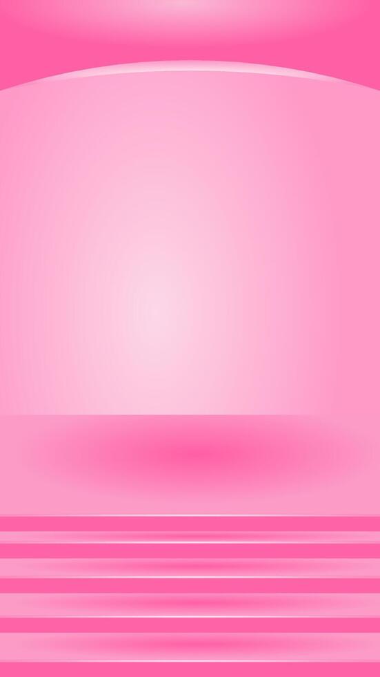 Soft pink gradient background with arched top and layered steps, ideal for feminine themes, product displays, or abstract designs. vector