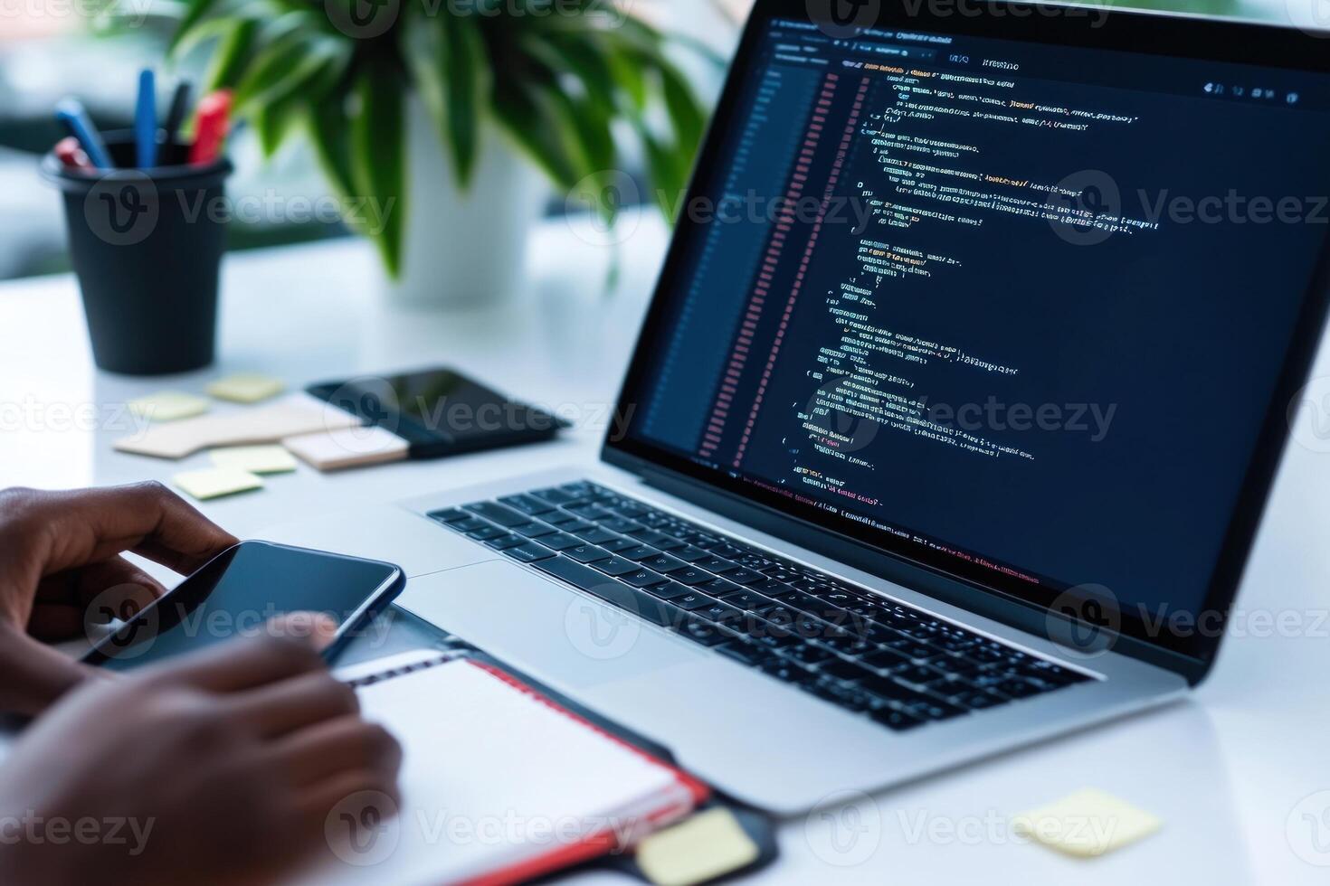 Software Developer at Work Coding Mobile and Notes photo