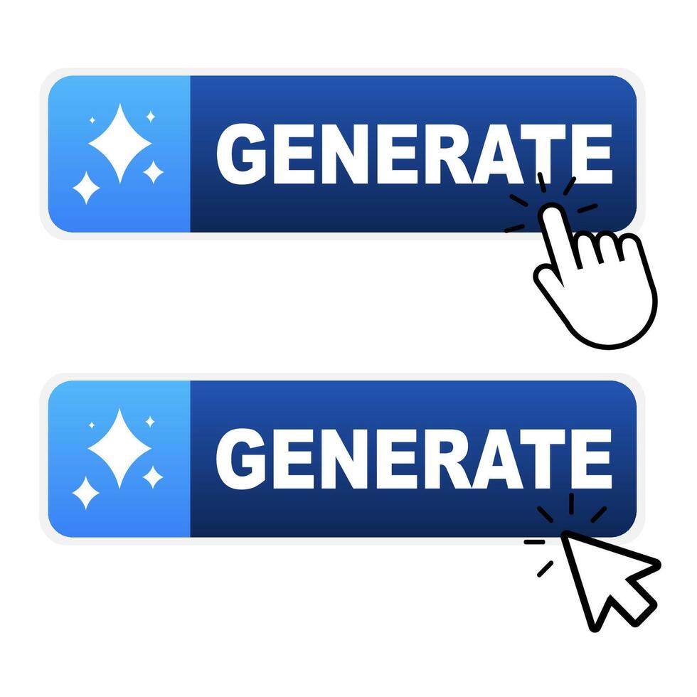 Generate button with click cursor icon. illustration vector