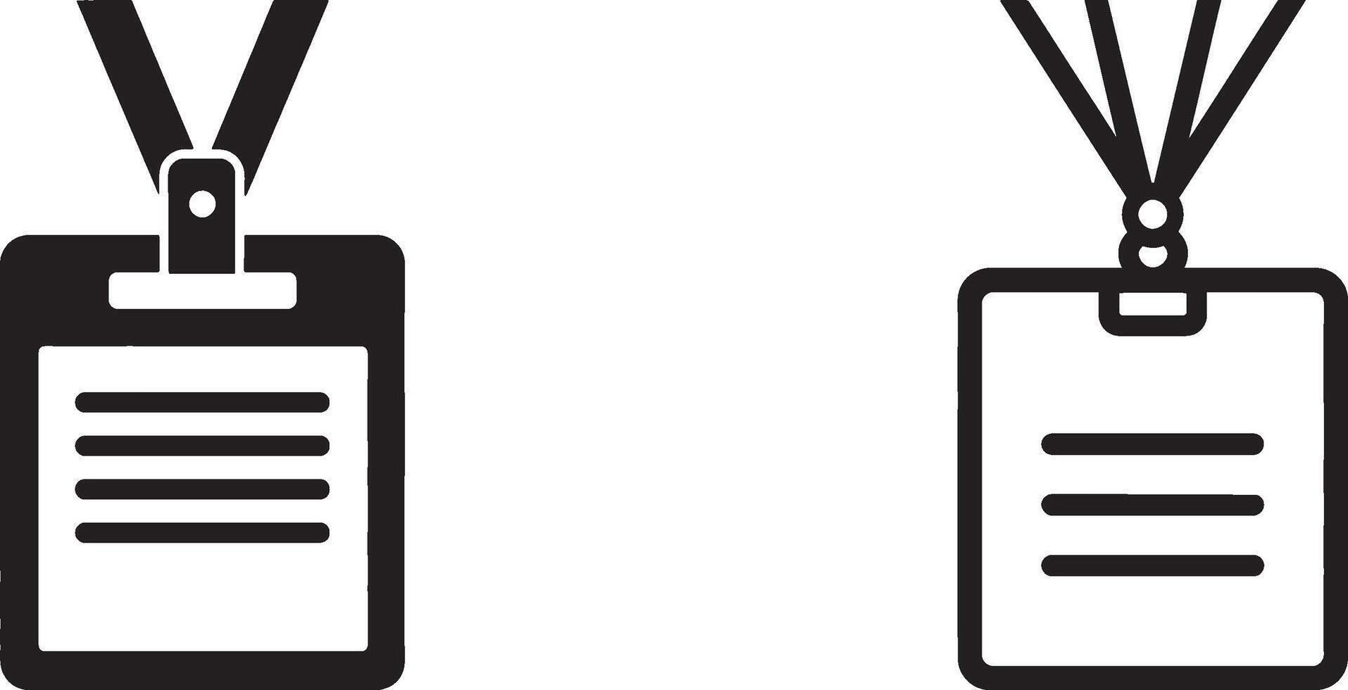 id badge with lanyard icon set. corporate employee identification and event access pass vector