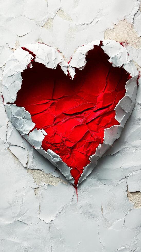 Heart Shape Emerging From Torn Paper in Creative Art Display on Textured Background photo
