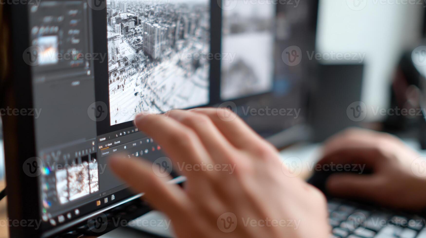 First-Person View of Adjusting Image Resolution in Publishing Software photo