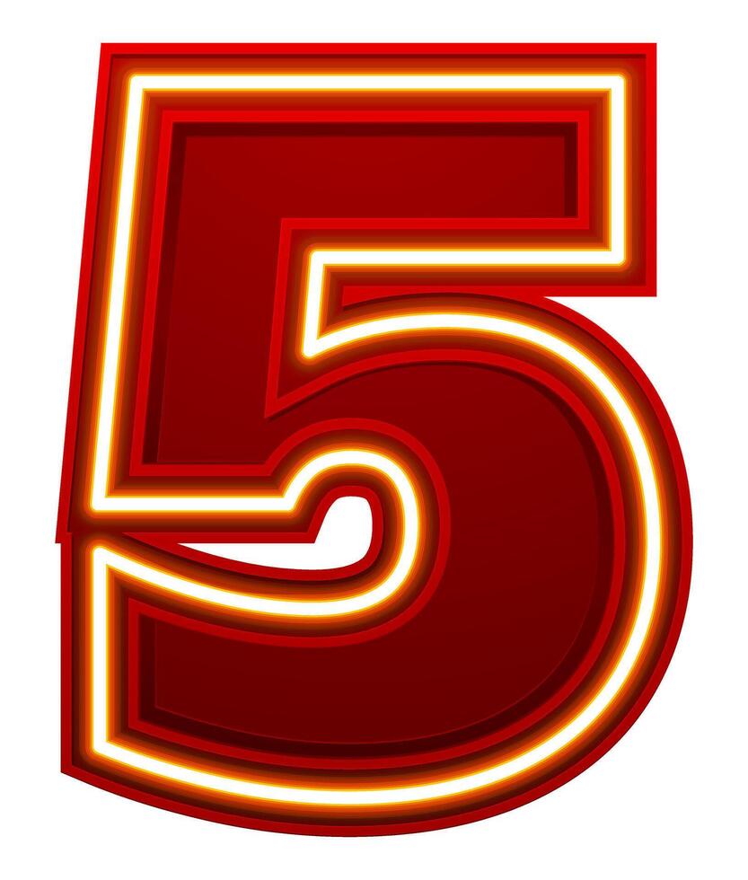glowing number 5 with a neon light effect vector