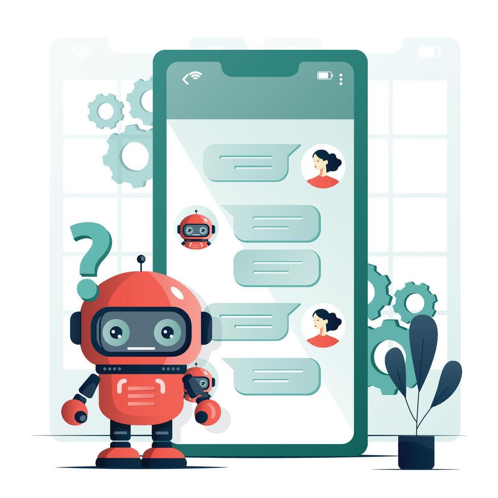 Colorful chatbot with smartphone illustration vector