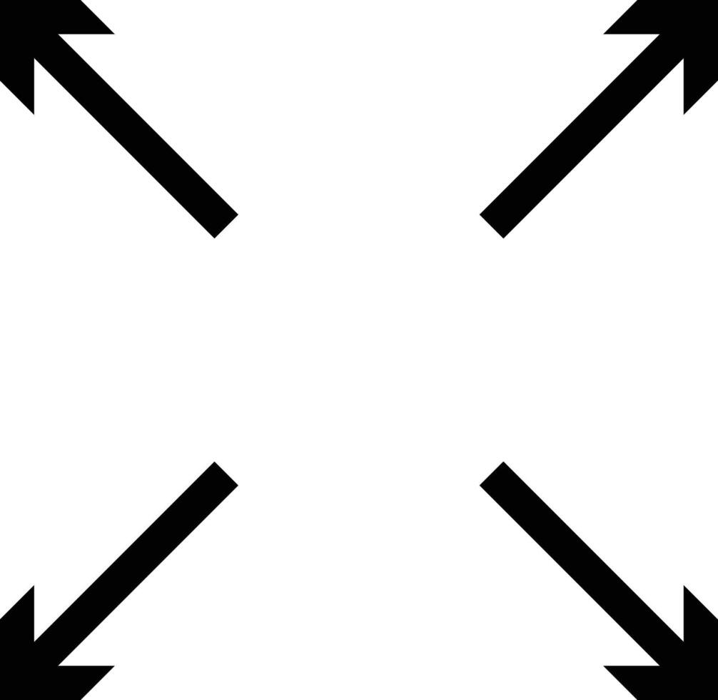 Full screen icon set. Expand size icons. Trim view sign. Enlarge screen symbols. arrows pointing outward expansion. extend image collection vector