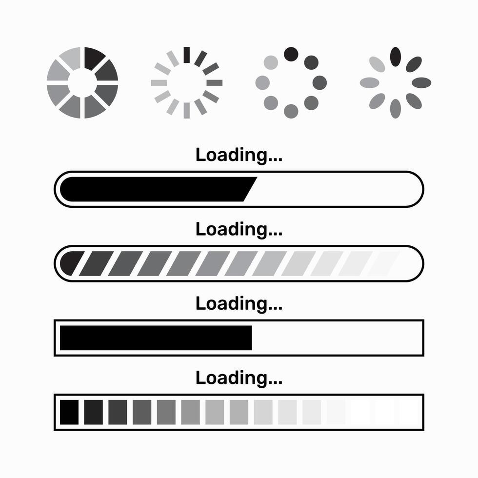 Loading process icon loading status bar round buffer download progress uploading for app web vector