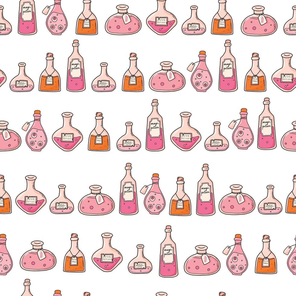 Colorful potion bottles pattern design vector