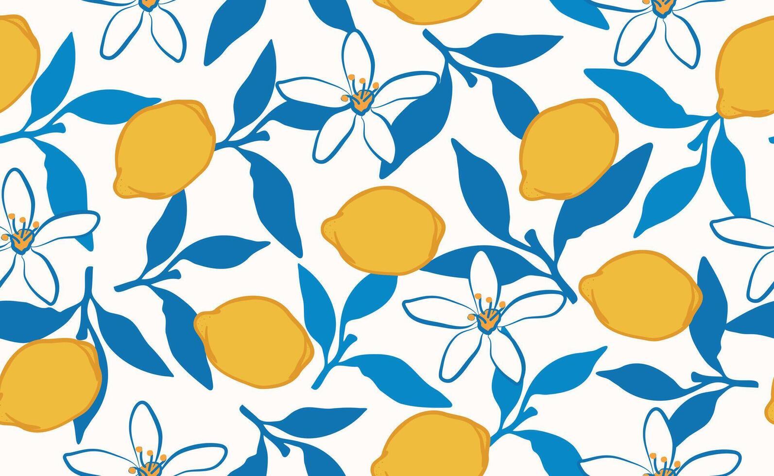 Lemon and flower pattern design vector