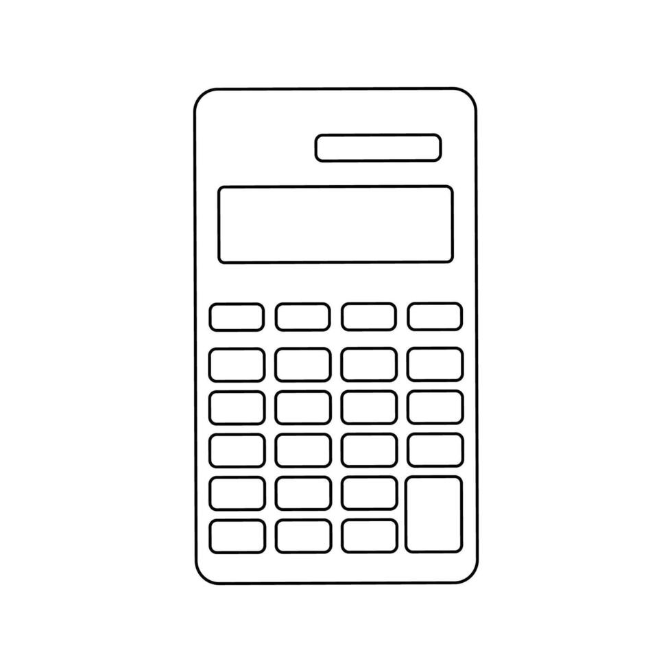 contorno de un básico calculadora con rectangular botones y monitor vector