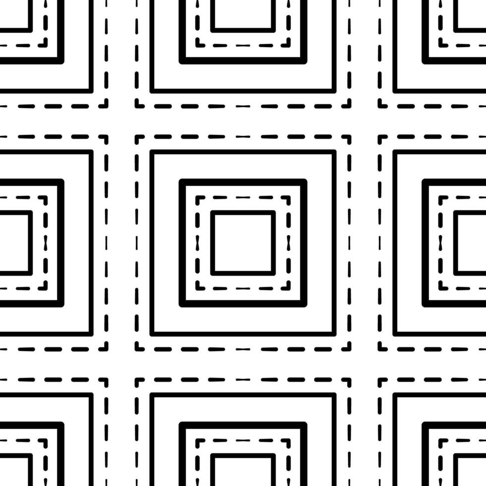 Abstract seamless pattern of black squared. Mosaic square tile. Geometric grid pattern. Complicated texture background. Clear strict ornament. Monochrome black design for web, textile, etc. vector